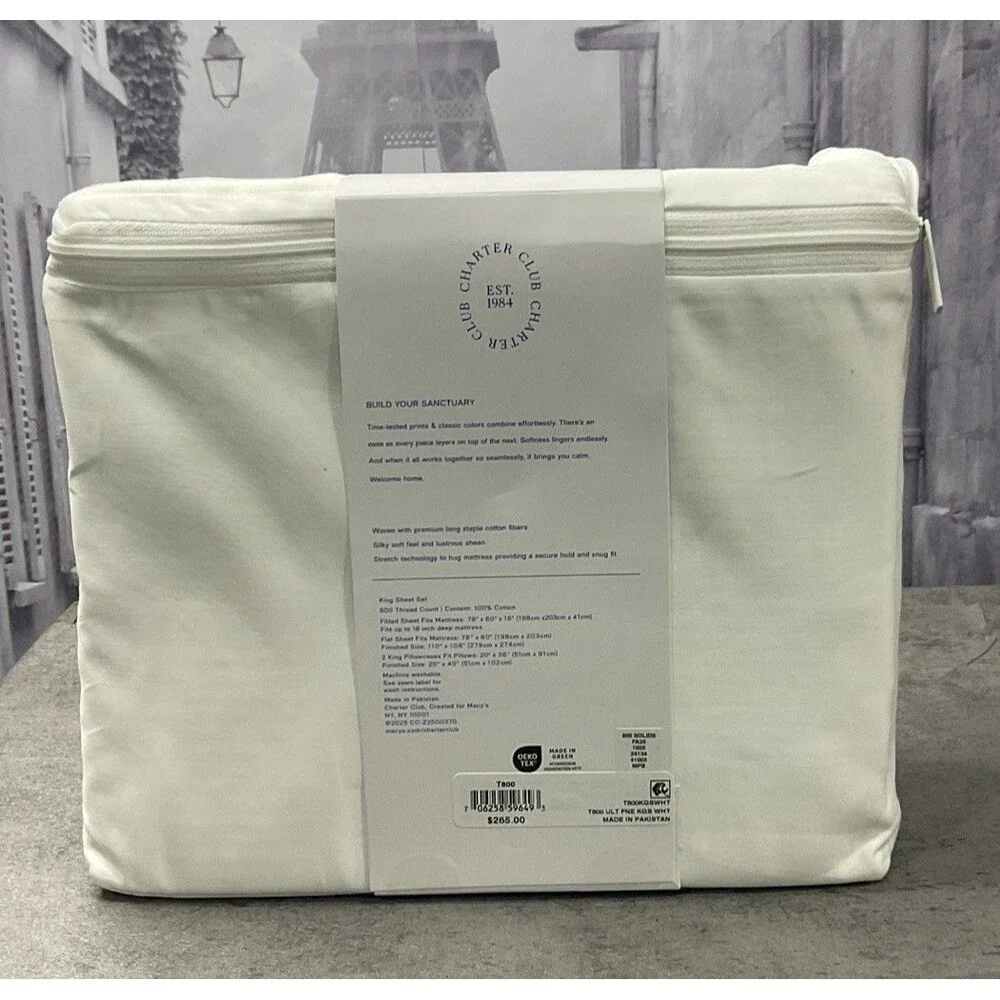 Charter Club Sleep Luxe Collection 800 Thread Count 100% Cotton 4-Pc King Size